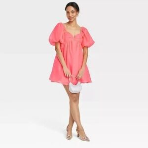 A New Day - L -  Pink Puff Sleeve Dress NWT